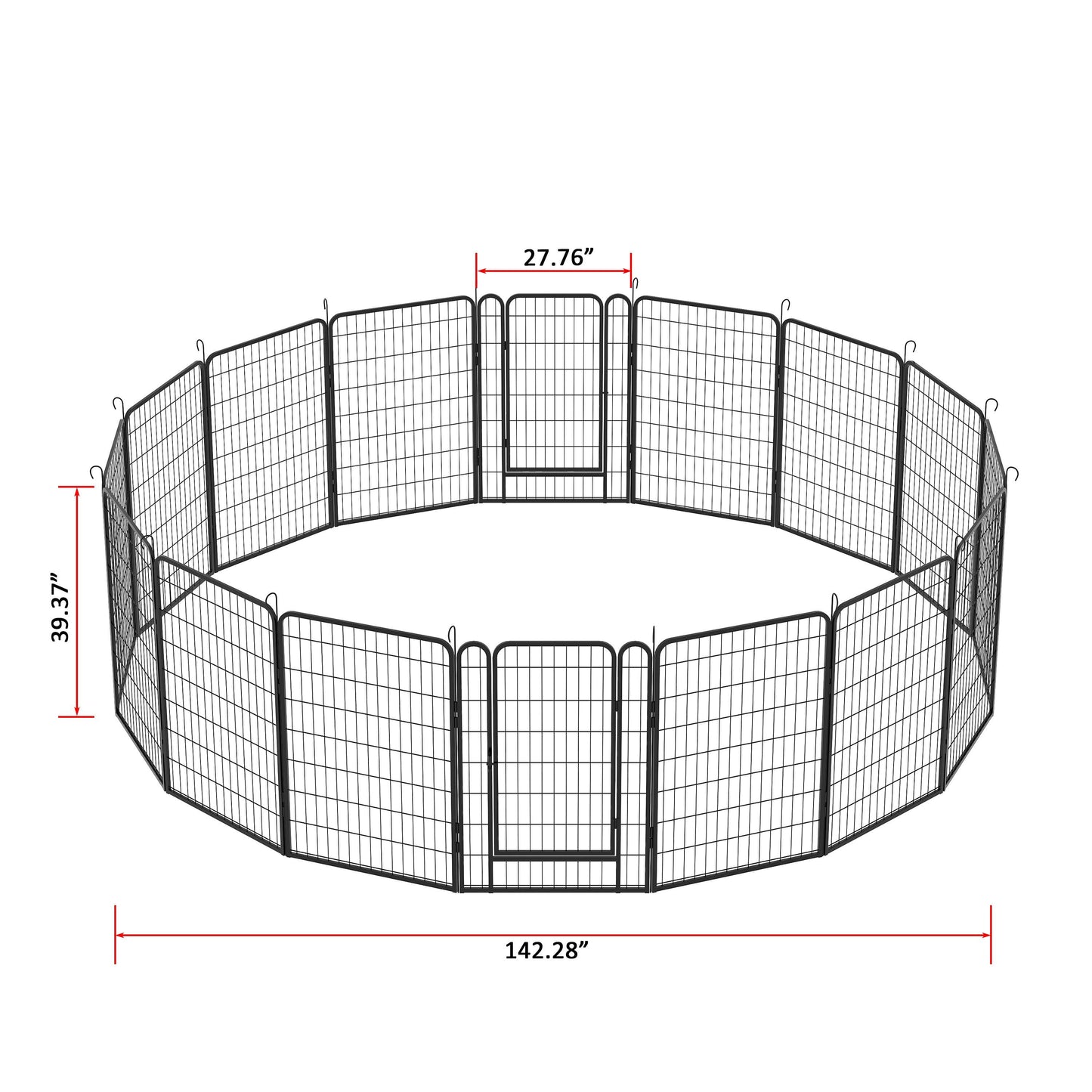 16 Panels Heavy Duty Metal Playpen with 2 doors, 39.37"H Dog Fence Pet Exercise Pen for Outdoor