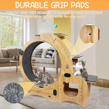 6-in-1 Cat Exercise Wheel – Upgraded Silent Cat Running Wheel for Indoor Cats, Large Cat Treadmill and Walking Wheel, Multi-Functional Cat Furniture & Toy