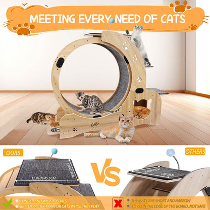 6-in-1 Cat Exercise Wheel – Upgraded Silent Cat Running Wheel for Indoor Cats, Large Cat Treadmill and Walking Wheel, Multi-Functional Cat Furniture & Toy
