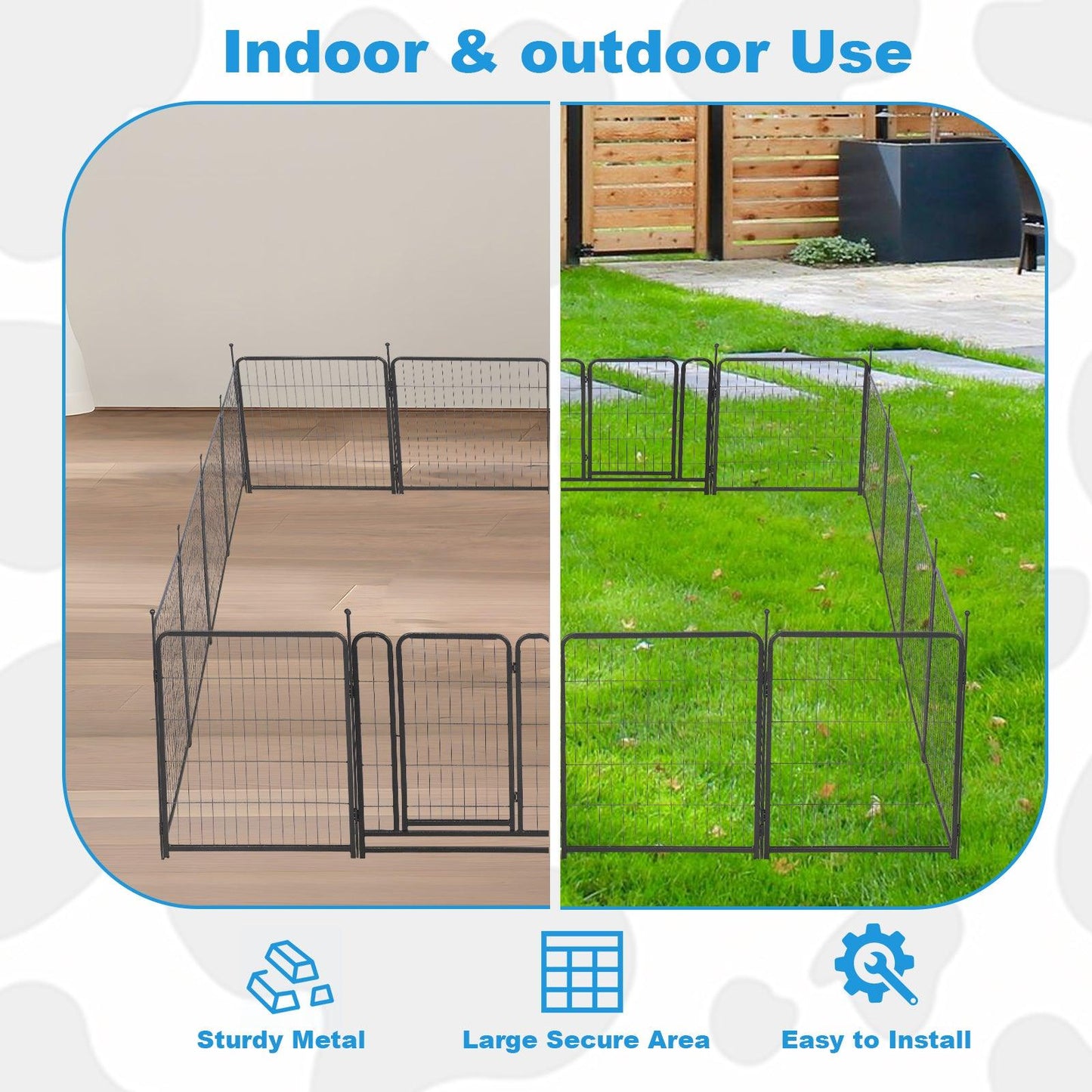 Dog Playpen, 16 Panels with 2 doors, 31.6" Height Dog Fence Pet Exercise Pen for Outdoor,.