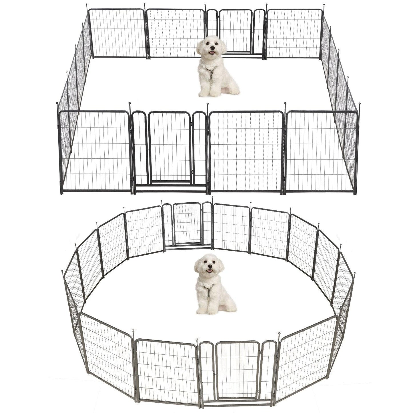 Dog Playpen, 16 Panels with 2 doors, 31.6" Height Dog Fence Pet Exercise Pen for Outdoor,.