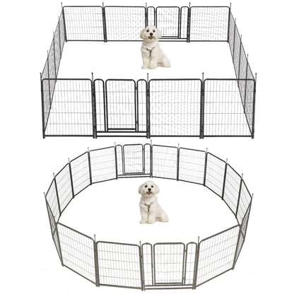 Dog Playpen, 16 Panels with 2 doors, 31.6" Height Dog Fence Pet Exercise Pen for Outdoor,.