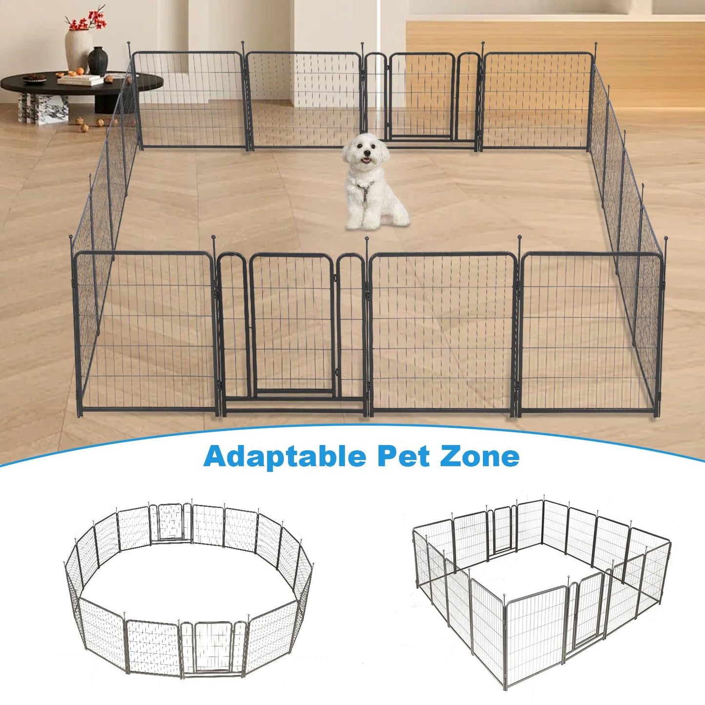 Dog Playpen, 16 Panels with 2 doors, 31.6" Height Dog Fence Pet Exercise Pen for Outdoor,.