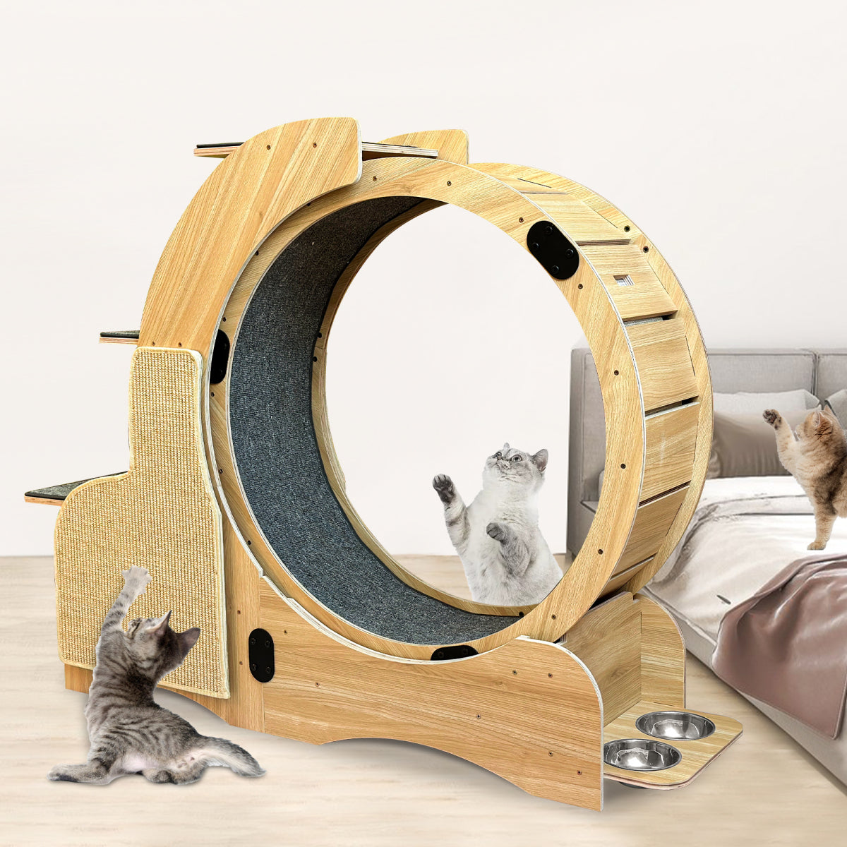 Cat Running Wheel with Multifunctional Design – Scratching Board, Climbing Ladder & More