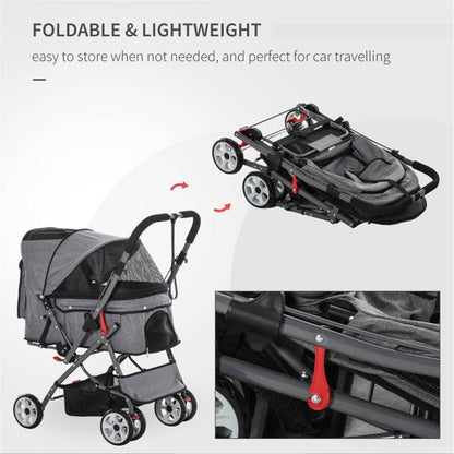 Foldable Dog Stroller – Lightweight, Comfortable & Secure for Small Pets
