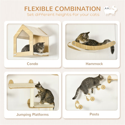 Cat Shelf Set, 10-Level Modern Cat Tower with Sisal Scratching Posts and Cozy Cat House