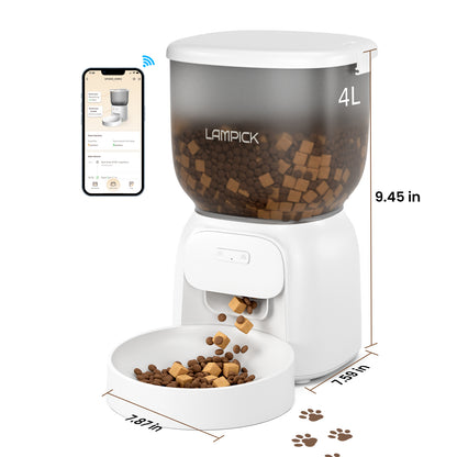 Smart WiFi Automatic Cat Feeder – App-Controlled Pet Food Dispenser, 4L Capacity, 15 Portions Per Meal, 10 Meals Daily, Dual Power Supply for Cats & Dogs