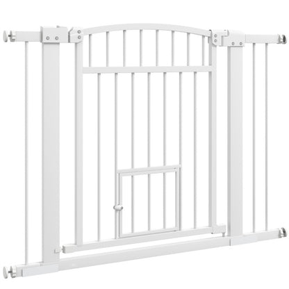 Adjustable Pet Gate with Cat Door and Safety Lock