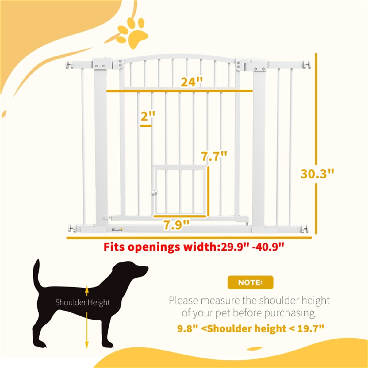 Adjustable Pet Gate with Cat Door and Safety Lock