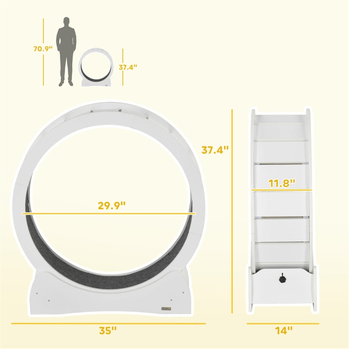 Cat Exercise Wheel with Brake and Removable Carpet