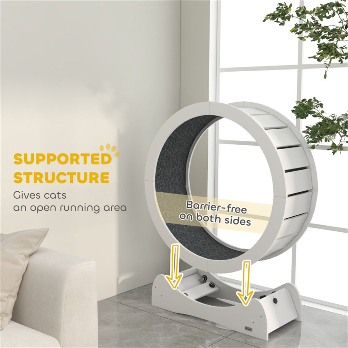 Cat Exercise Wheel with Brake and Removable Carpet