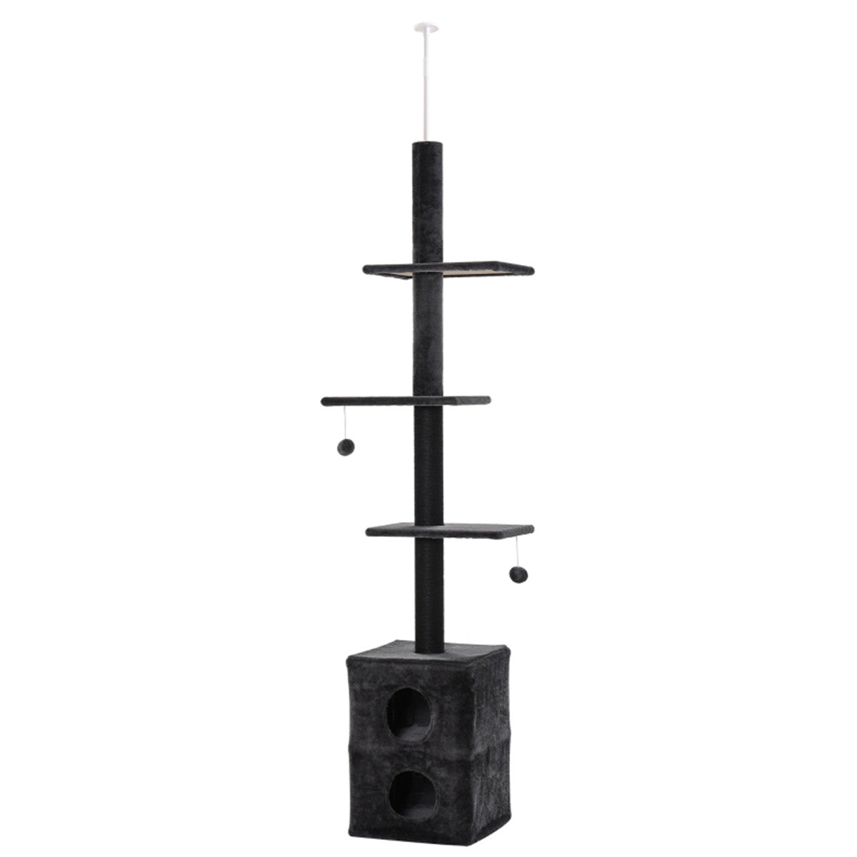 Multi-Level Adjustable Cat Tower with Condos, Perches, and Scratching Posts. 86.5"-96.5" H