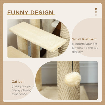 Multi-functional Cat Steps for Older Cats with Soft Flannel Lining, Small Platform & Hanging Ball for Play