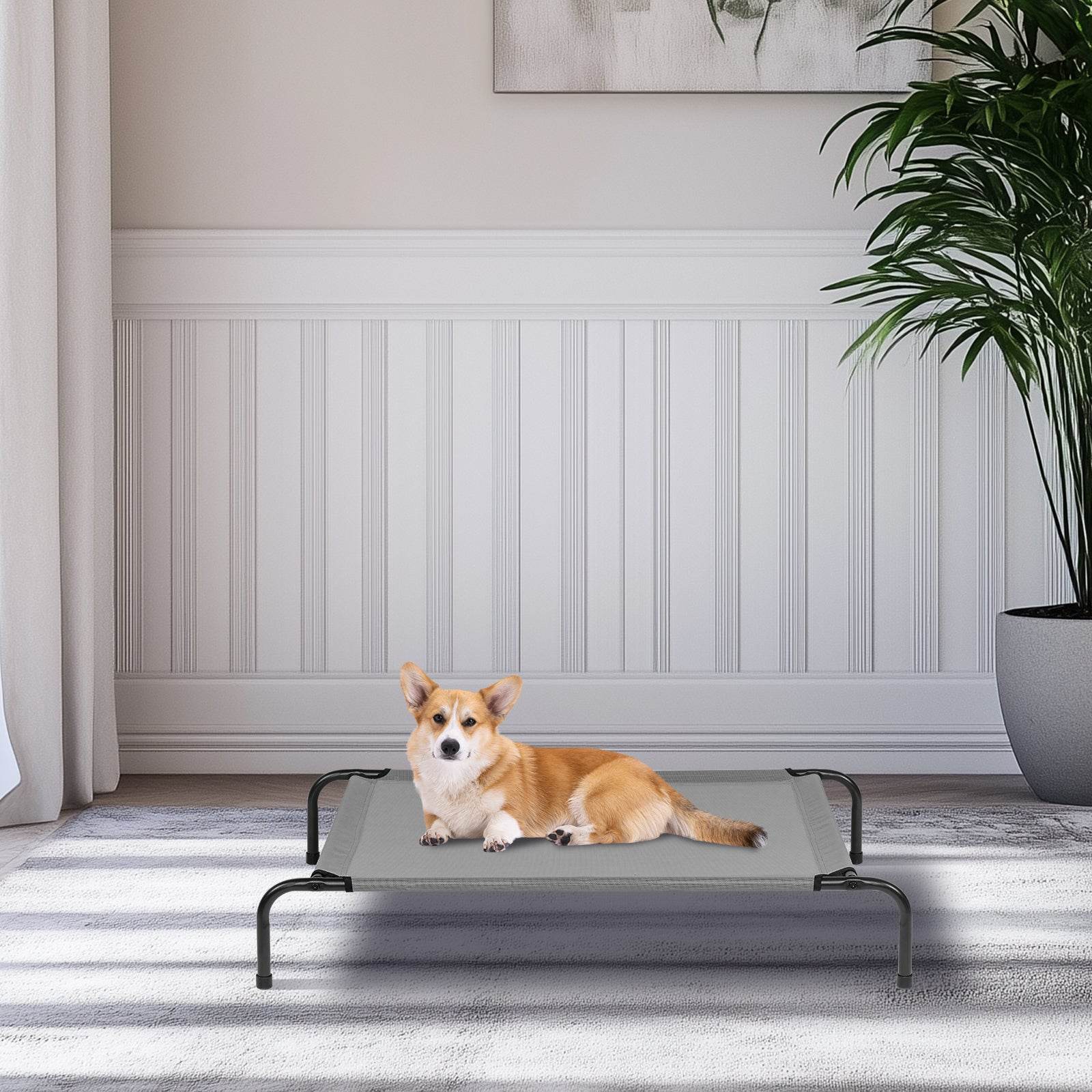43” x 26” Elevated Outdoor Dog Bed – Breathable & Durable Pet Cot for Cooling Comfort