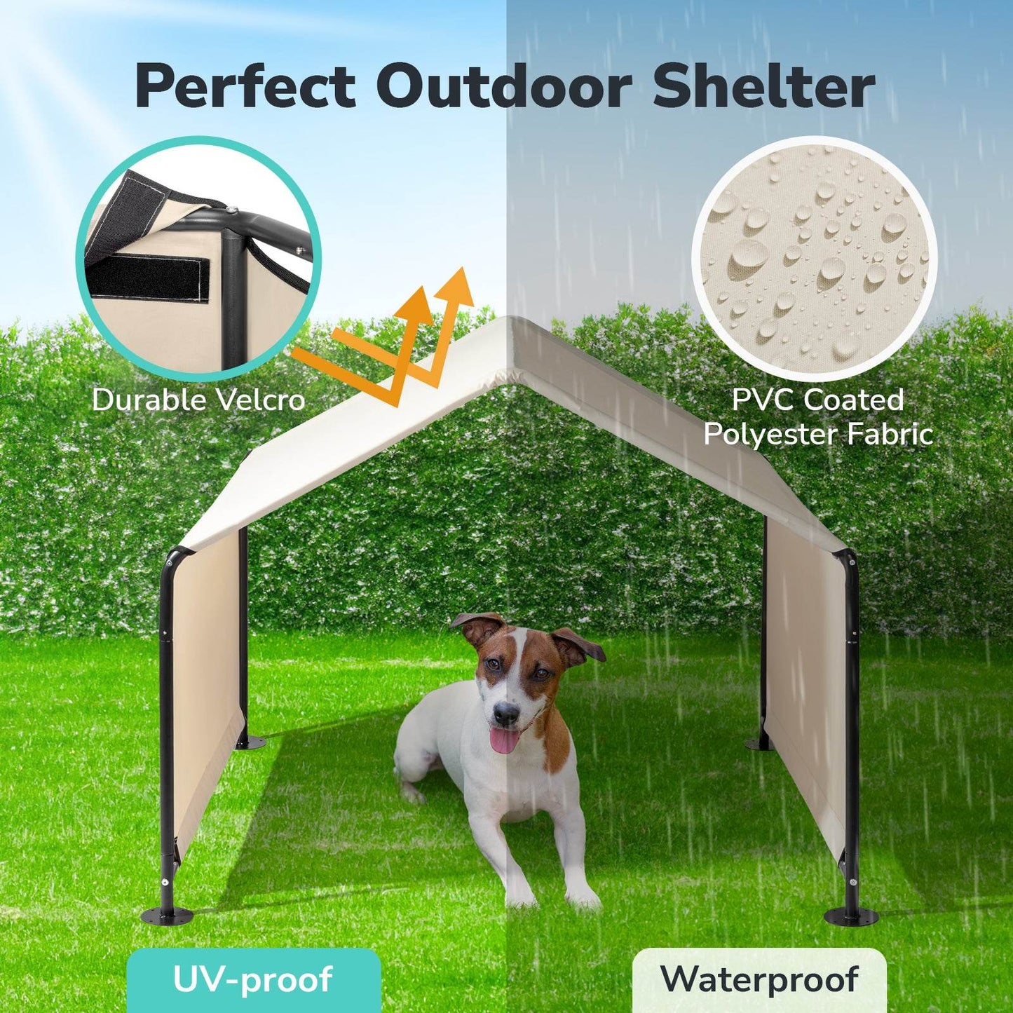 Large Outdoor Dog Tent – Waterproof & UV-Resistant Pet Shade Shelter (Creamy White)