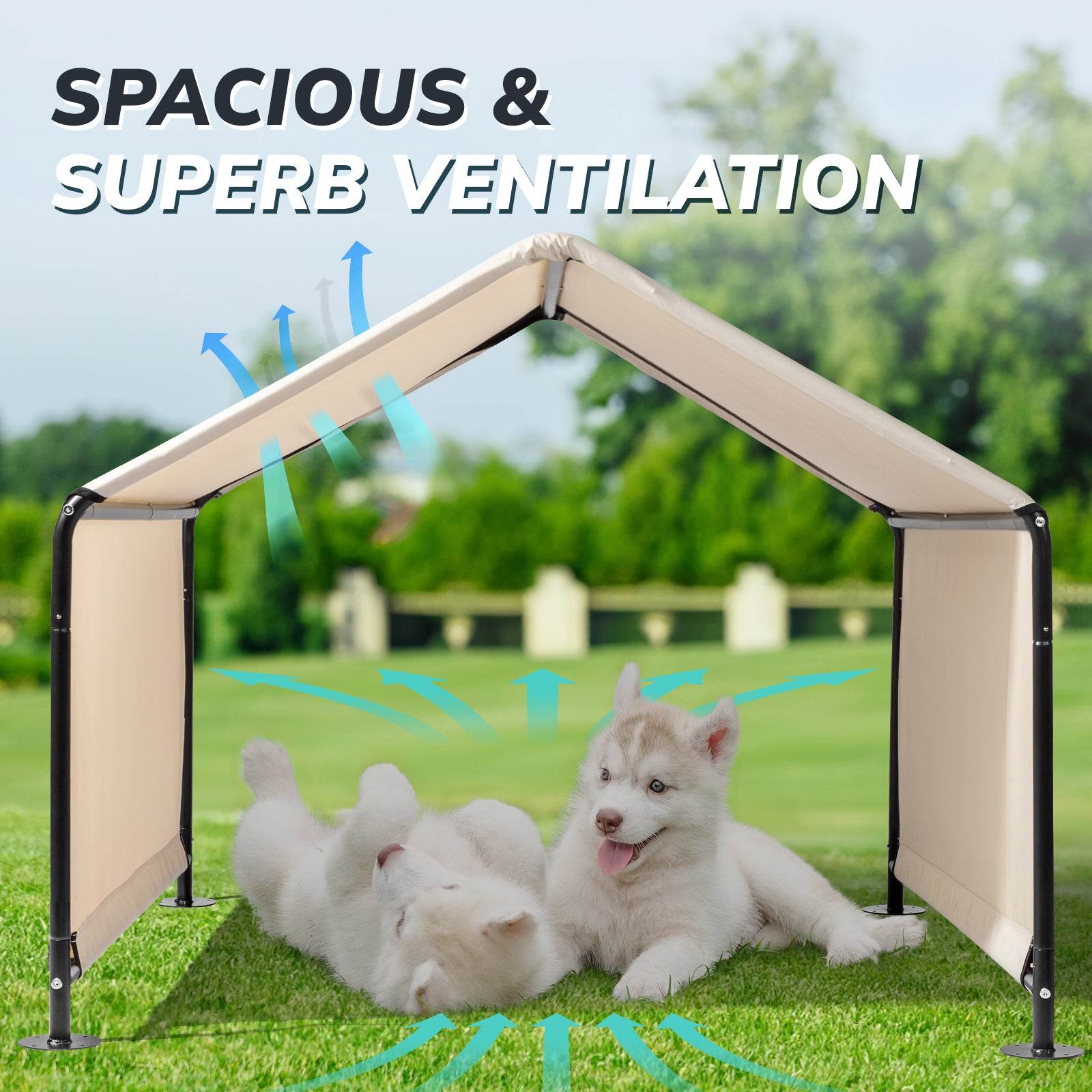 Large Outdoor Dog Tent – Waterproof & UV-Resistant Pet Shade Shelter (Creamy White)