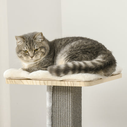 Modern Cat Tree with Pillow Perches, Scratching Posts, Spinning Toy, and Ladder. 49.25" H.