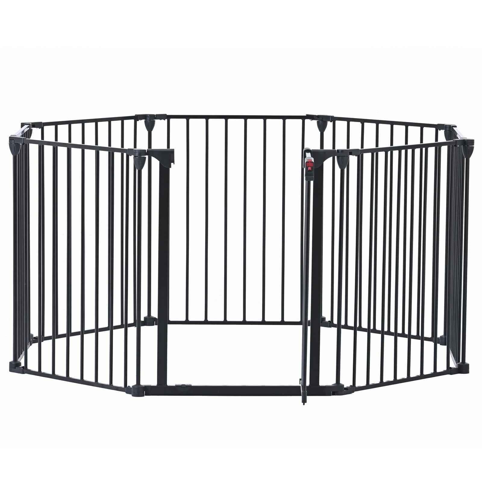 200" Adjustable Metal Safety Gate with 8 Panels – Multi-Functional Play Yard, Fireplace Fence, Stair Gate, and Christmas Tree Barrier