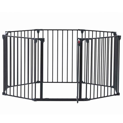 200" Adjustable Metal Safety Gate with 8 Panels – Multi-Functional Play Yard, Fireplace Fence, Stair Gate, and Christmas Tree Barrier