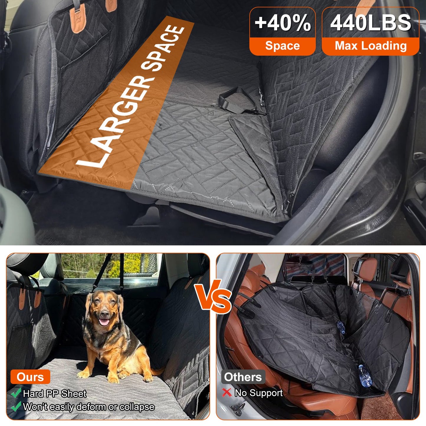 Dog Car Seat Cover Hammock – Waterproof Back Seat Extender with Mesh Window & Storage for SUV, Car & Truck