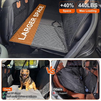 Dog Car Seat Cover Hammock – Waterproof Back Seat Extender with Mesh Window & Storage for SUV, Car & Truck