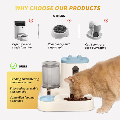 2-in-1 Gravity Automatic Cat Food & Water Dispenser – Auto Refill Feeding System (No Electricity)