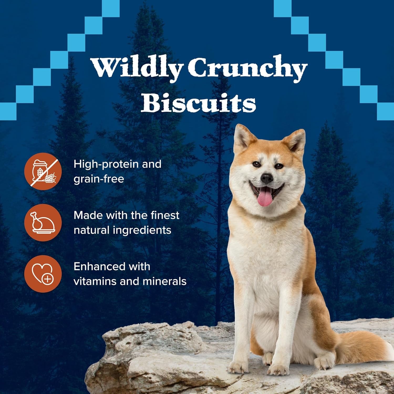 Wilderness Trail Treats High Protein Grain Free Dog Biscuits Crunchy Dog Treats, Turkey Recipe, 24-Oz Bag