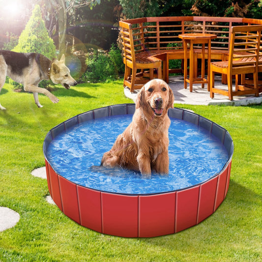 Foldable Dog Pool – 63" PVC Pet Swimming Tub for Large Dogs, Cats & Kids (Portable, Non-Slip Bottom, Easy Drain)