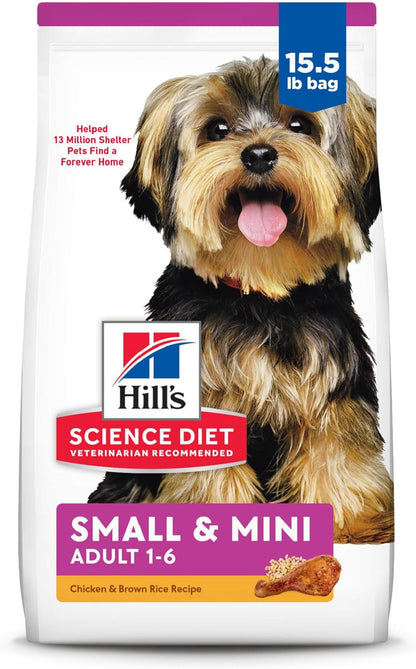 Small & Mini, Adult 1-6, Small & Mini Breeds Premium Nutrition, Dry Dog Food, Chicken & Brown Rice, 15.5 Lb Bag