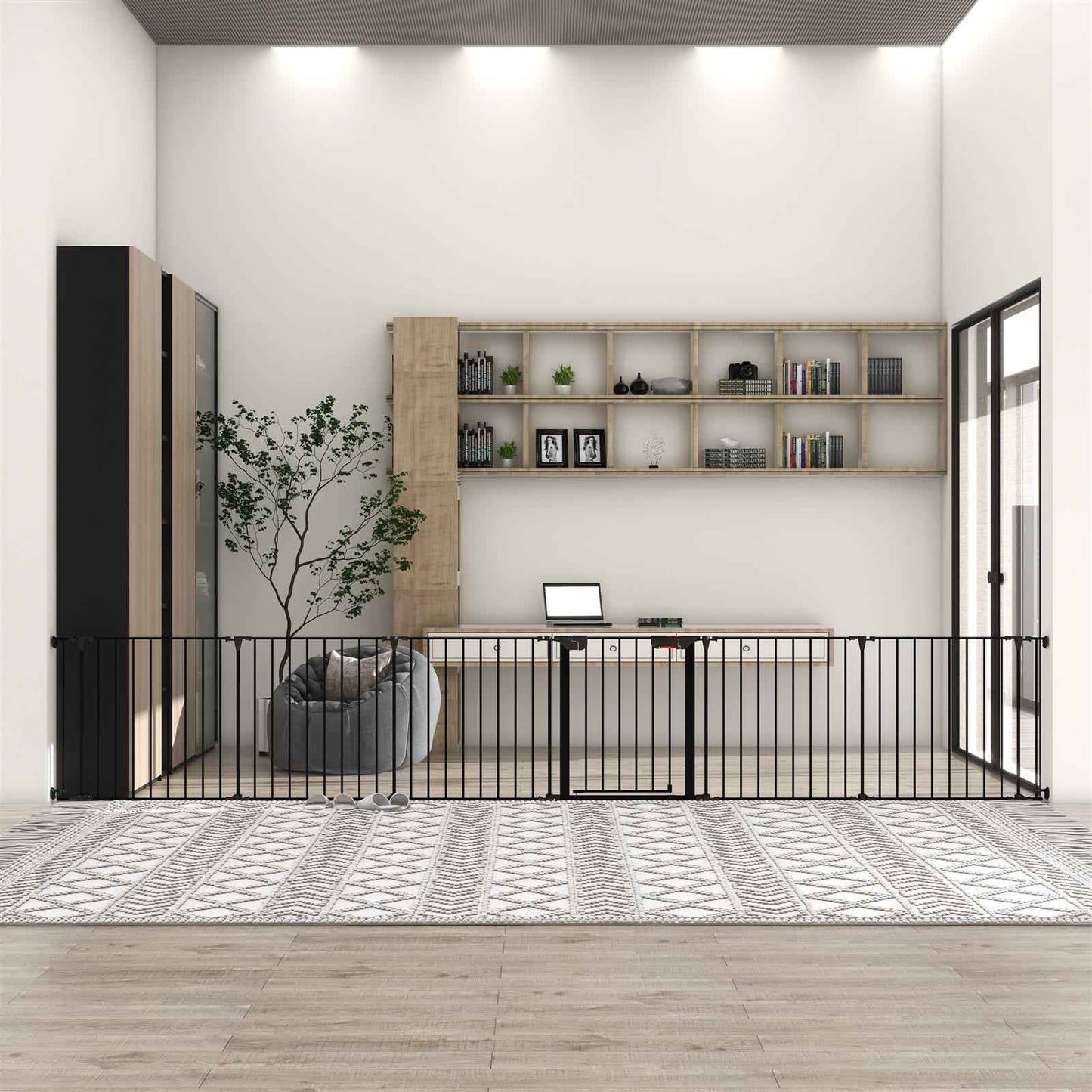 150" Adjustable Metal Safety Gate with 6 Panels – Multi-Functional Play Yard, Fireplace Fence, Stair Gate, and Christmas Tree Barrier