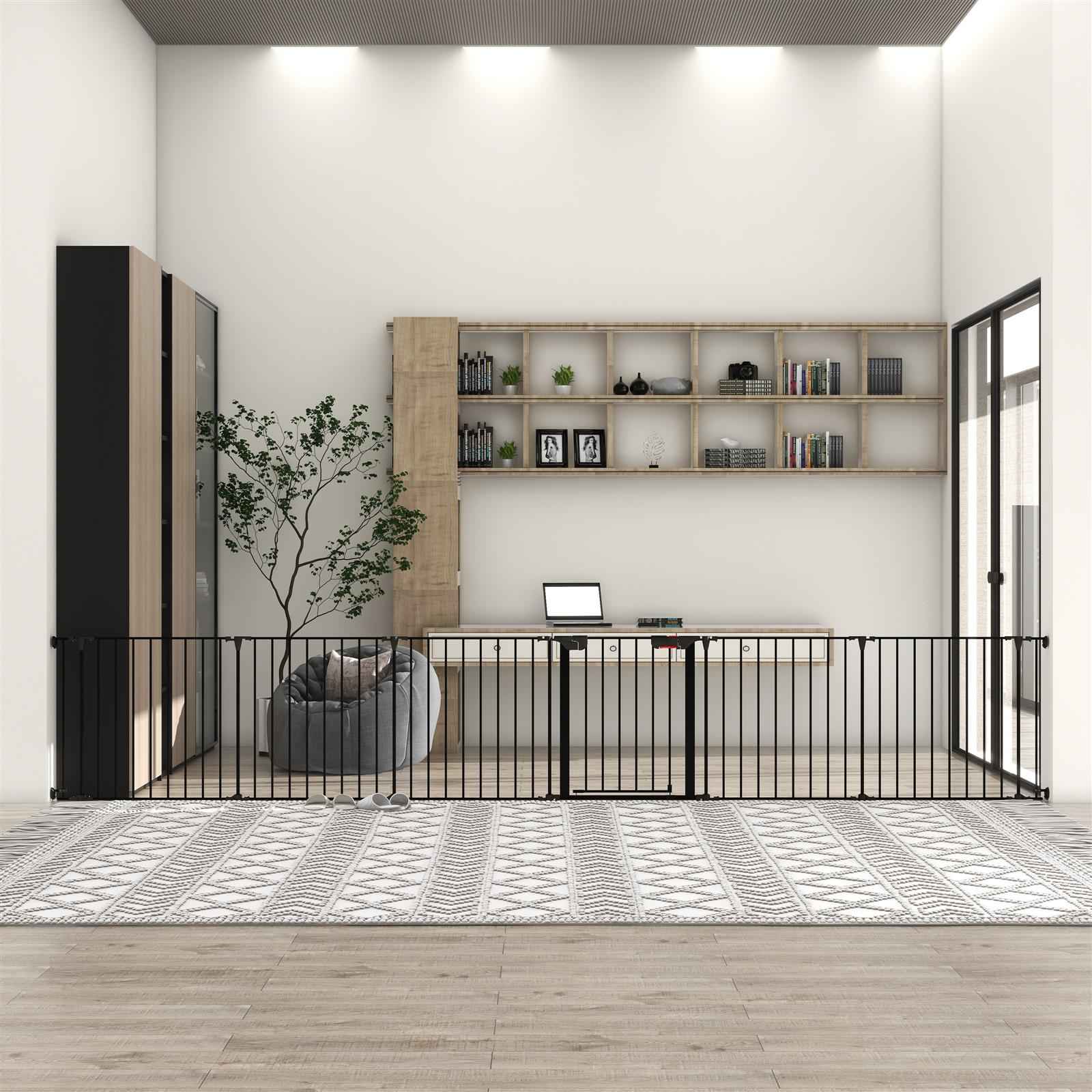 150" Adjustable Metal Safety Gate with 6 Panels – Multi-Functional Play Yard, Fireplace Fence, Stair Gate, and Christmas Tree Barrier