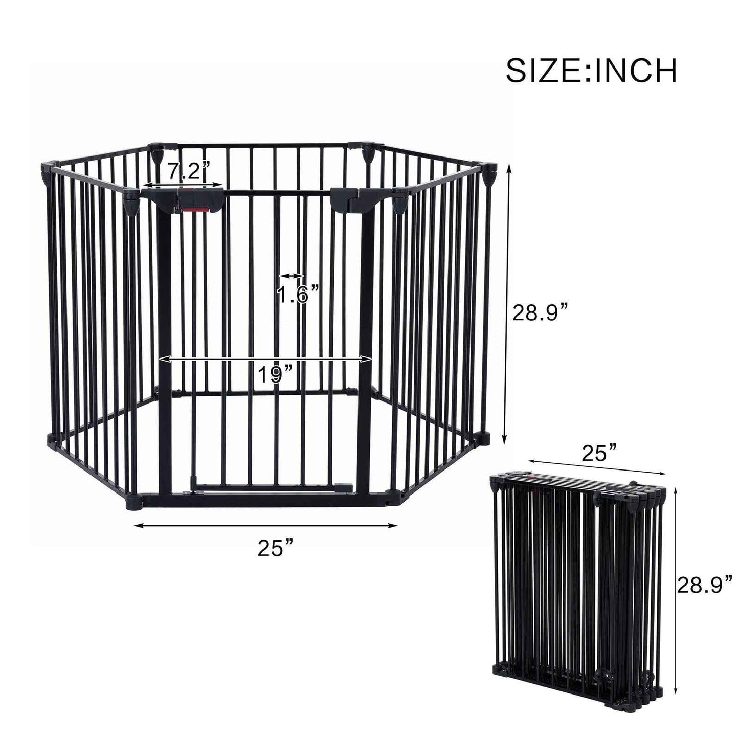 150" Adjustable Metal Safety Gate with 6 Panels – Multi-Functional Play Yard, Fireplace Fence, Stair Gate, and Christmas Tree Barrier
