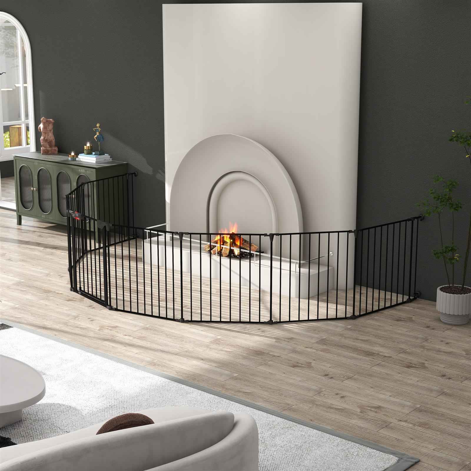 200" Adjustable Metal Safety Gate with 8 Panels – Multi-Functional Play Yard, Fireplace Fence, Stair Gate, and Christmas Tree Barrier