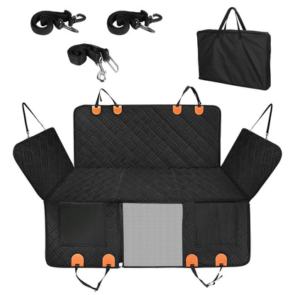 Dog Car Seat Cover Hammock – Waterproof Back Seat Extender with Mesh Window & Storage for SUV, Car & Truck