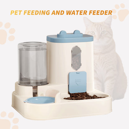 2-in-1 Gravity Automatic Cat Food & Water Dispenser – Auto Refill Feeding System (No Electricity)