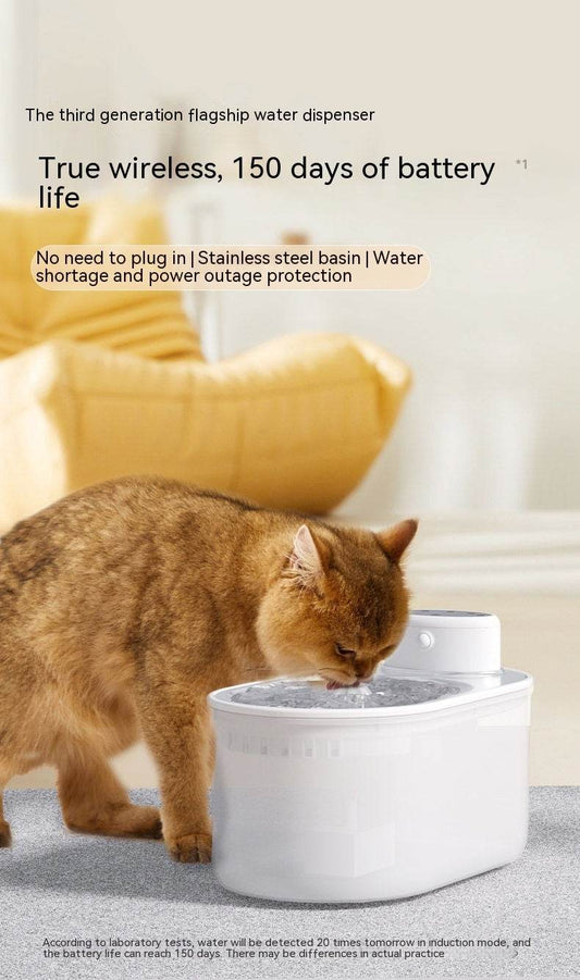 Smart Wireless Pet Water Fountain – Stainless Steel, Rechargeable, Ultra-Quiet for Cats & Dogs