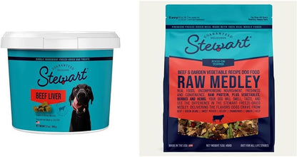 Stewart Freeze Dried Dog Treats, Chicken Liver, Grain Free & Gluten Free, Resealable Tub, Single Ingredient, Training Treat in Beef Liver, Salmon, Chicken Liver & Chicken Breast