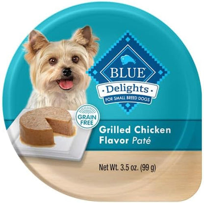 Delights Small Breed Natural Wet Dog Food Variety Pack, Top Sirloin Paté and Grilled Chicken Paté, 3.5-Oz. Cups, 12 Count