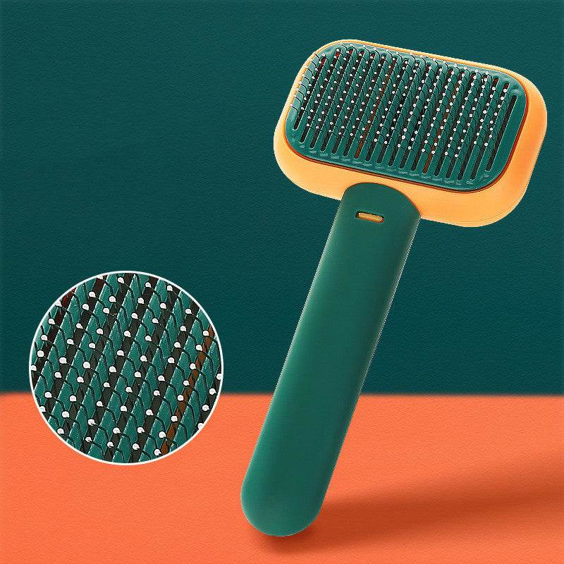 Pet Hair Brush & Massage Comb – Detangling & Grooming Tool Green
