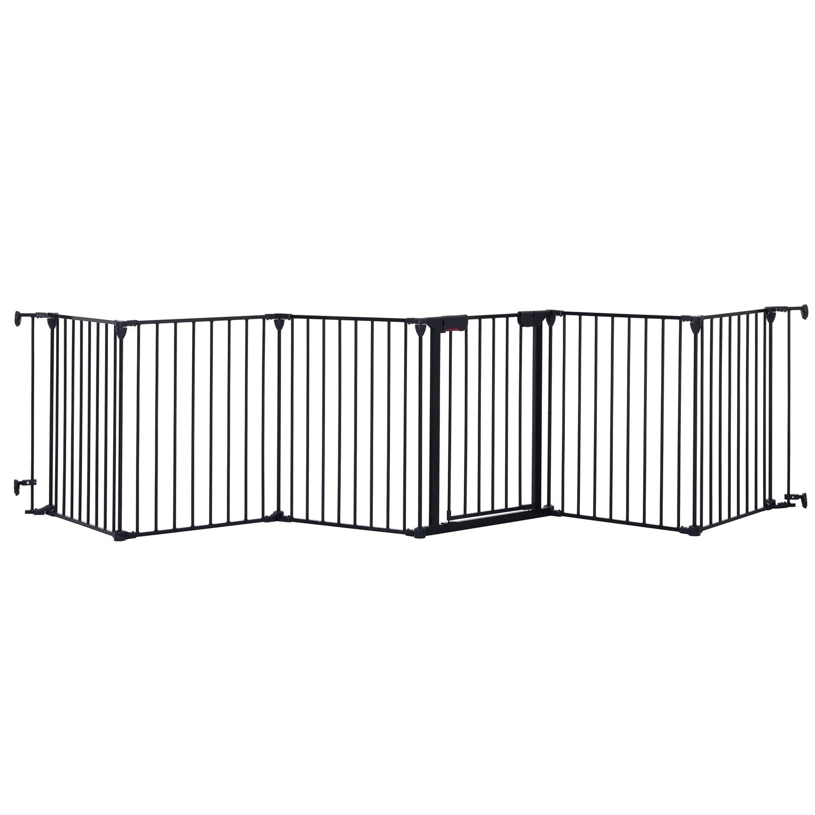 150" Adjustable Metal Safety Gate with 6 Panels – Multi-Functional Play Yard, Fireplace Fence, Stair Gate, and Christmas Tree Barrier