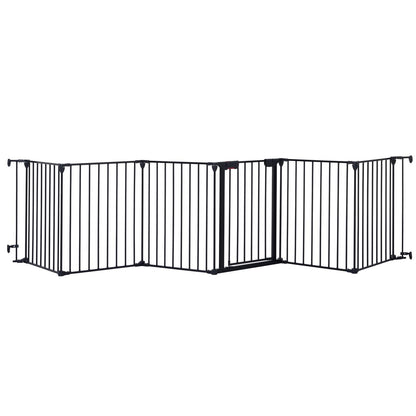 150" Adjustable Metal Safety Gate with 6 Panels – Multi-Functional Play Yard, Fireplace Fence, Stair Gate, and Christmas Tree Barrier