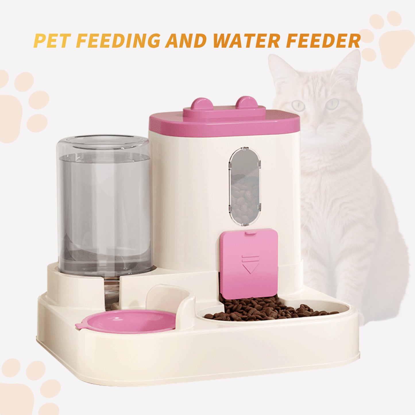 2-in-1 Gravity Automatic Cat Food & Water Dispenser – Auto Refill Feeding System (No Electricity)