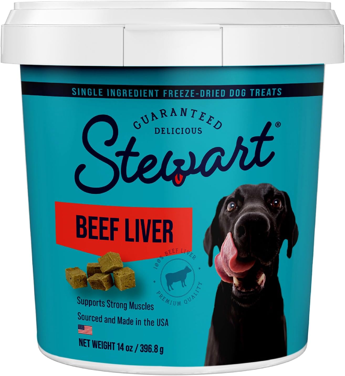 Stewart Freeze Dried Dog Treats, Chicken Liver, Grain Free & Gluten Free, Resealable Tub, Single Ingredient, Training Treat in Beef Liver, Salmon, Chicken Liver & Chicken Breast