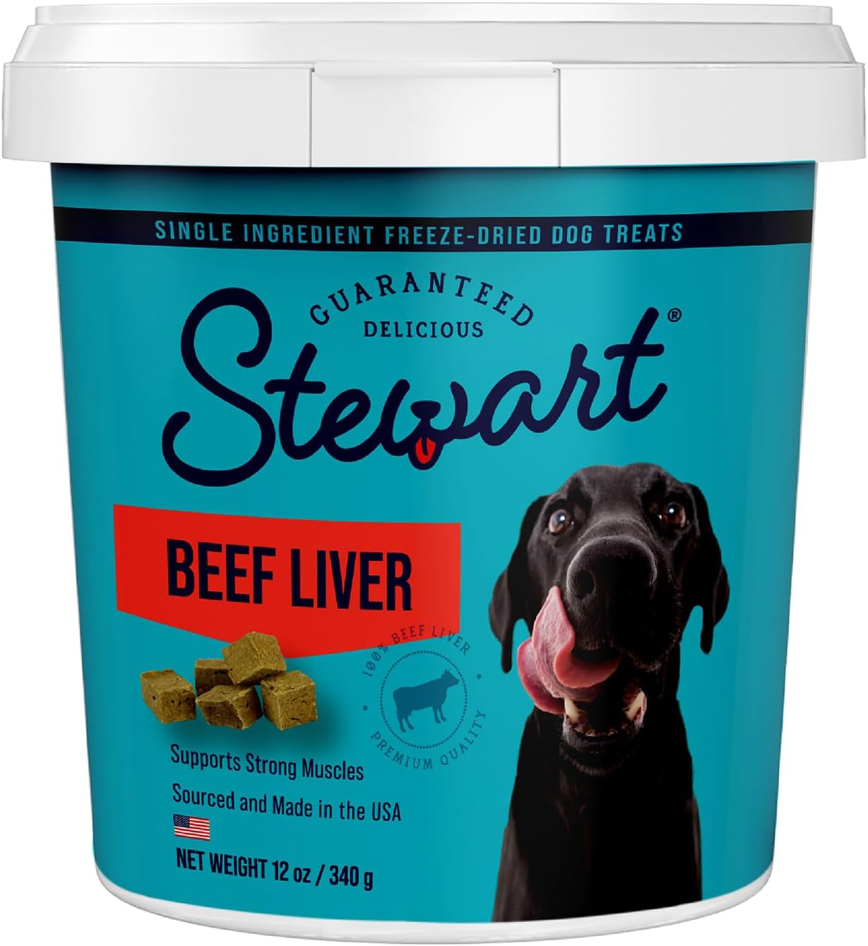 Stewart Freeze Dried Dog Treats, Chicken Liver, Grain Free & Gluten Free, Resealable Tub, Single Ingredient, Training Treat in Beef Liver, Salmon, Chicken Liver & Chicken Breast