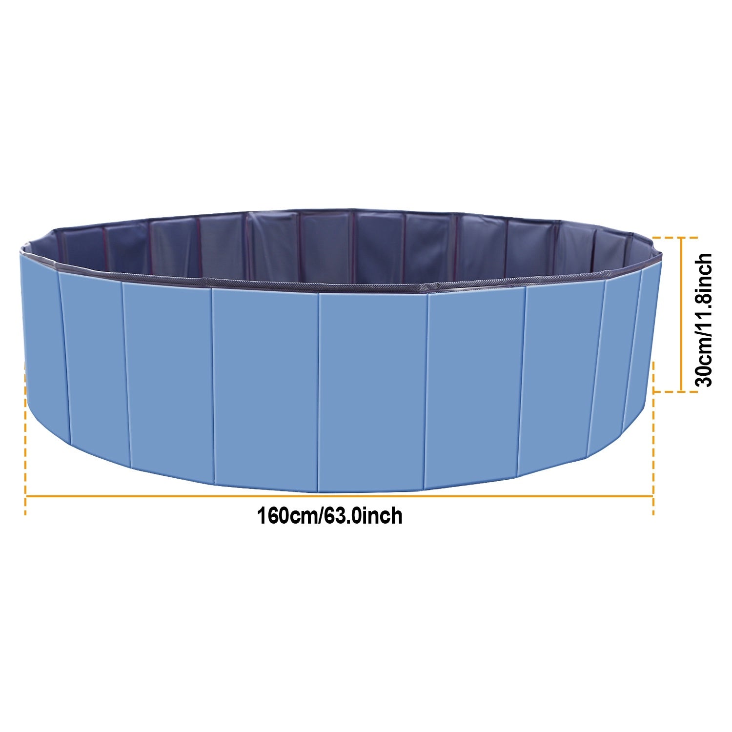 Foldable Dog Pool – 63" PVC Pet Swimming Tub for Large Dogs, Cats & Kids (Portable, Non-Slip Bottom, Easy Drain)