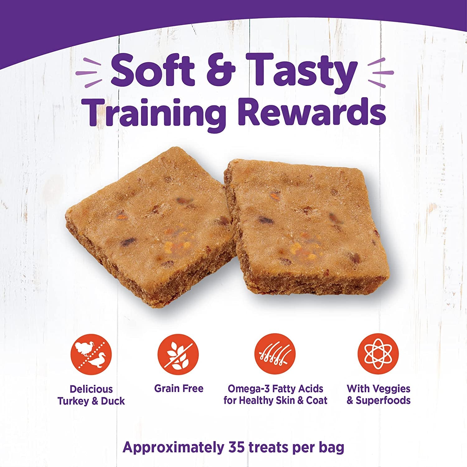 Rewarding Life Grain-Free Soft Dog Treats, Made in USA with Healthy Ingredients, Ideal for Training (Turkey & Duck Recipe, 6-Ounce Bag)