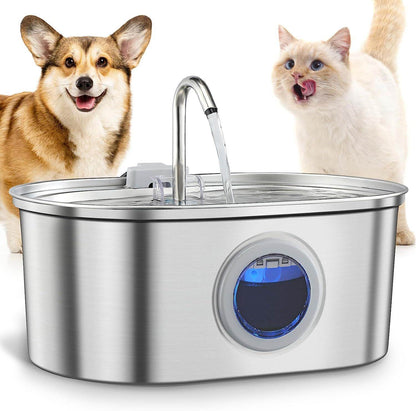 Stainless Steel Cat Water Fountain – Quiet Circulation with Multi-Layer Filtration