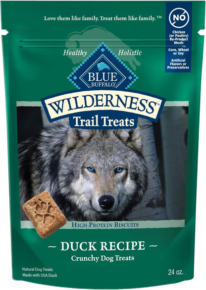 Wilderness Trail Treats High Protein Grain Free Dog Biscuits Crunchy Dog Treats, Turkey Recipe, 24-Oz Bag