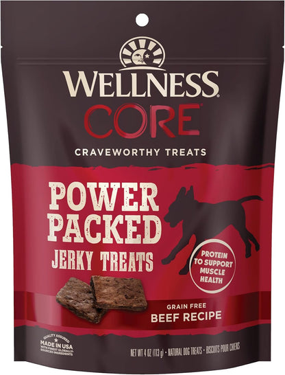 Wellness Power Packed Dog Treats, Grain-Free Tender Jerky Treats, Made in USA