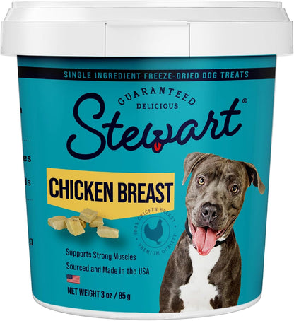 Stewart Freeze Dried Dog Treats, Chicken Liver, Grain Free & Gluten Free, Resealable Tub, Single Ingredient, Training Treat in Beef Liver, Salmon, Chicken Liver & Chicken Breast